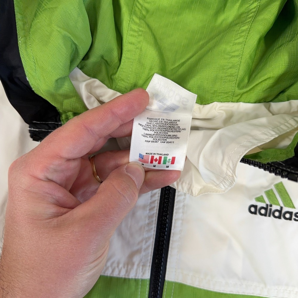 Vintage Adidas Jacket Mens Medium Windbreaker Colorblock Hooded Anorak Half Zip - Picture 5 of 12